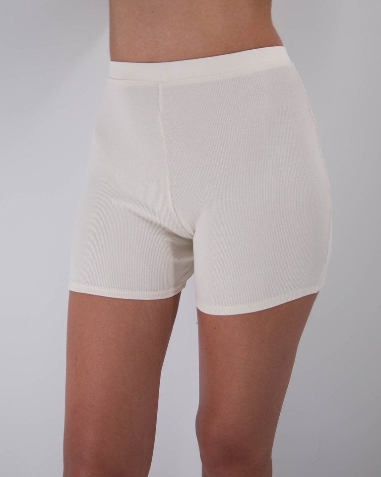 Jesse Ribbed Bike Shorts - Cream