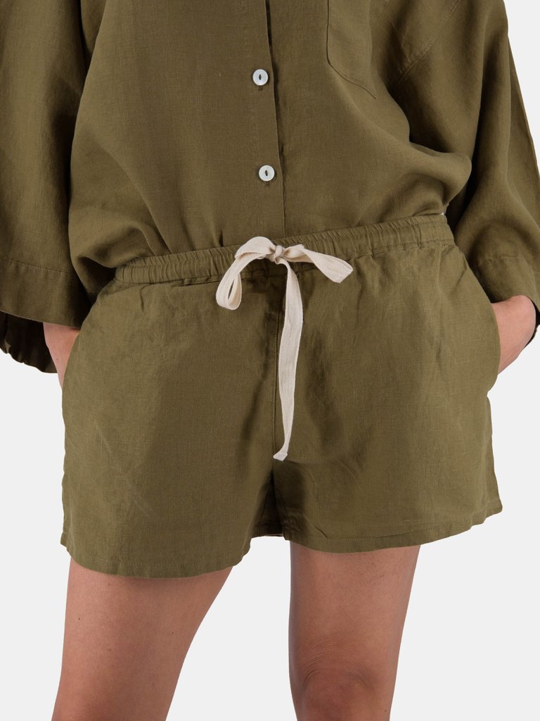 Lee Linen Shorts - Moss