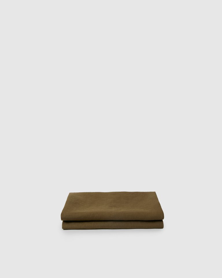 Marcel Linen Fitted Sheet - Moss - Moss