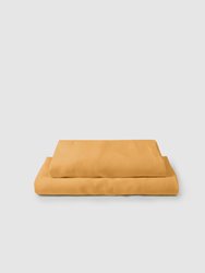 Marcel Linen Fitted Sheet - Mustard - Mustard