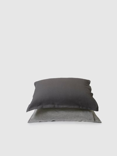Sunday Morning Marcel Linen Pillowcases (Pair) - Storm / Storm Stripe product