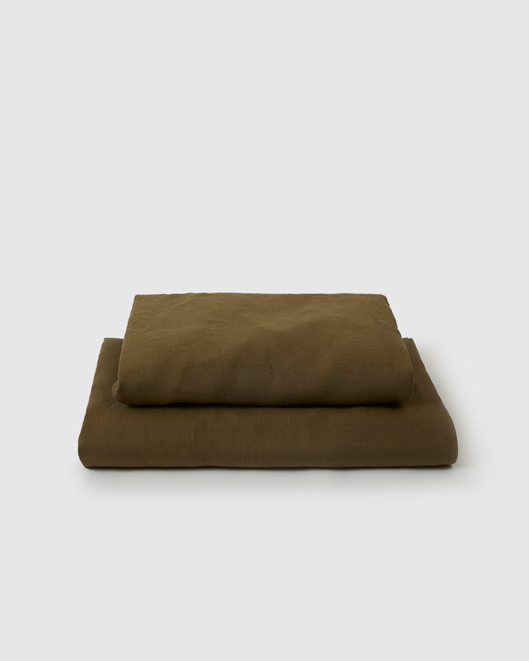 Marcel Linen Sheet Set - Moss - Moss