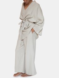 Naoko Linen Kimono Sleepwear Set - Dove