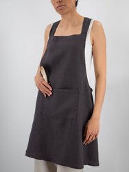 Nishi Cross-Back Linen Apron - Charcoal