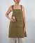 Nishi Cross-Back Linen Apron - Moss