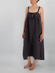 Raya Linen Midi Strap Dress - Charcoal