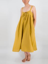 Raya Linen Midi Strap Dress - Ochre