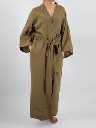 Sai Full-Length Linen Robe - Moss