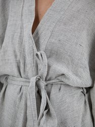 Sai Full-Length Linen Robe - Pinstripe