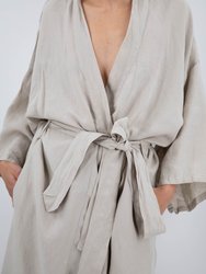 Sai Full-Length Linen Robe - Dove