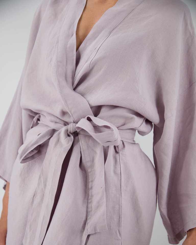 Sai Full-Length Linen Robe - Lilac