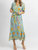 Butterfly Sleeve Midi Dress In Light Blue Floral