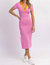 Clementine Contrast Collar Midi Dress In Pink