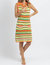 Daybreak Contrast Collar Crochet Dress In Multi