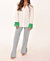 Feather Sleeve Button Down Blouse In White/green