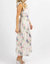 Floral Embroidered Tie Strap Midi Dress In White + Pink