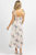 Floral Embroidered Tie Strap Midi Dress In White + Pink