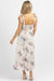 Floral Embroidered Tie Strap Midi Dress In White + Pink