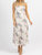 Floral Embroidered Tie Strap Midi Dress In White + Pink