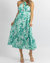 Halterneck Ruffle Midi Dress In Green Floral - Green Floral