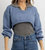 Minelli Contrast Two Piece Top In Grey/Blue - Grey/blue