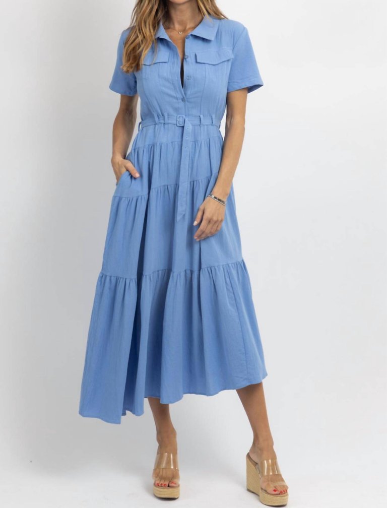 Olivia Asymmetric Shirt Dress In Blue