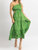 One Shoulder Hollow Midi Dress In Green Floral Print - Green Floral Print