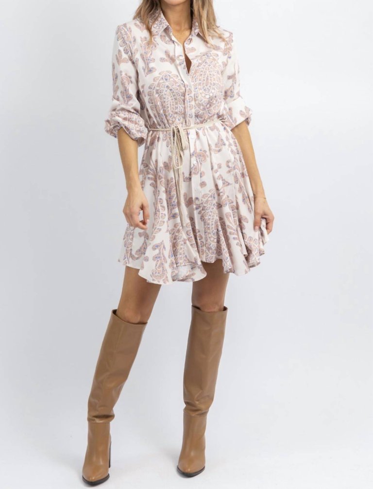 Parker Paisley Mini Dress In Beige