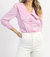 Ruffle Button Down Blouse In Pink Striped - Pink Striped