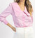 Ruffle Button Down Blouse In Pink Striped