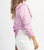 Ruffle Button Down Blouse In Pink Striped