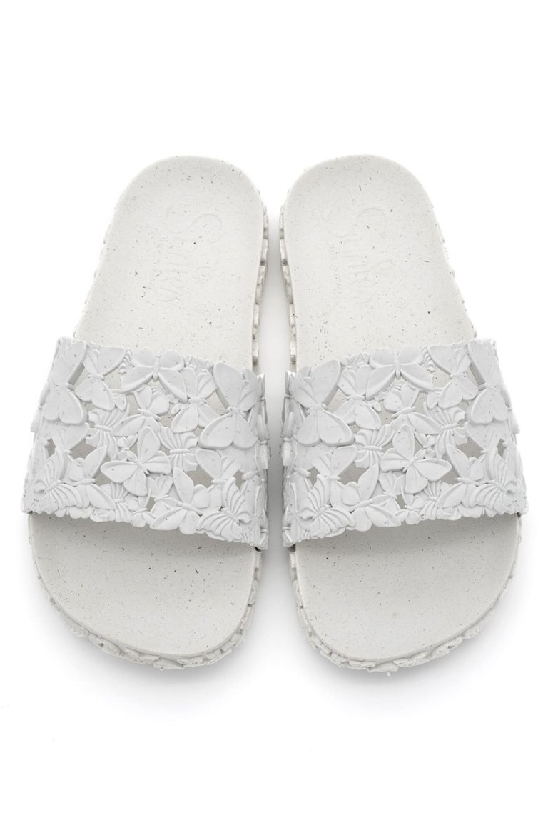 Fashionable Butterfly Slides - White