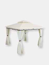 10' x 10' Outdoor Patio Gazebo Canopy Tent with Screens Privacy Walls Brown - Cream