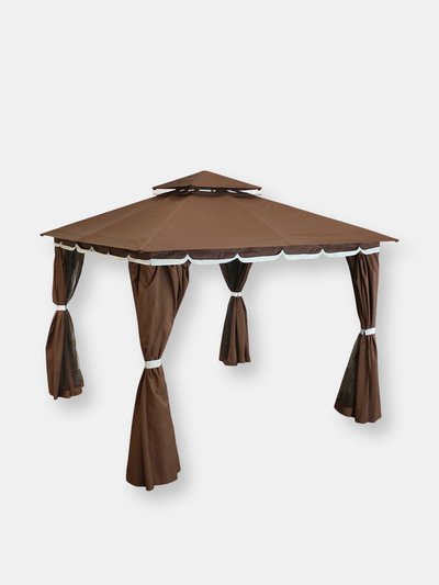 Sunnydaze Decor 10' x 10' Outdoor Patio Gazebo Canopy Tent with Screens Privacy Walls Brown product