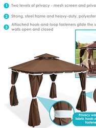 10' x 10' Outdoor Patio Gazebo Canopy Tent with Screens Privacy Walls Brown