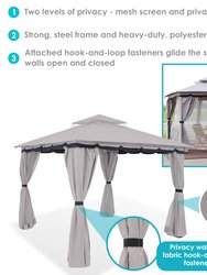 10' x 10' Outdoor Patio Gazebo Canopy Tent with Screens Privacy Walls Brown
