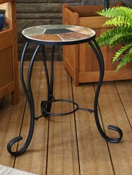 12-Inch Mosaic Slate Tile Side Table/ Plant Stand - Steel Frame