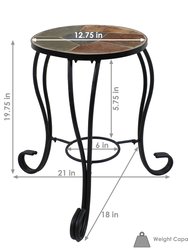 12-Inch Mosaic Slate Tile Side Table/ Plant Stand - Steel Frame