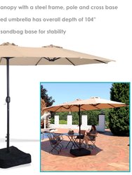 15ft Double-Sided Outdoor Patio Umbrella With Crank Sandbag Base Market