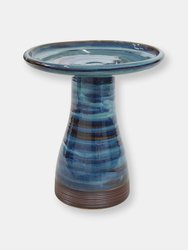 18" Bird Bath Glazed Ceramic Yellow Duo-Tone Outdoor Uv- and Frost-Resistant - Blue