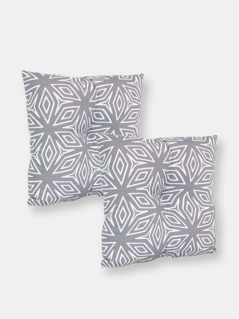 2 Indoor/Outdoor Tufted Back Cushions - Grey