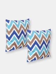 2 Outdoor Decorative Throw Pillows - Light Blue