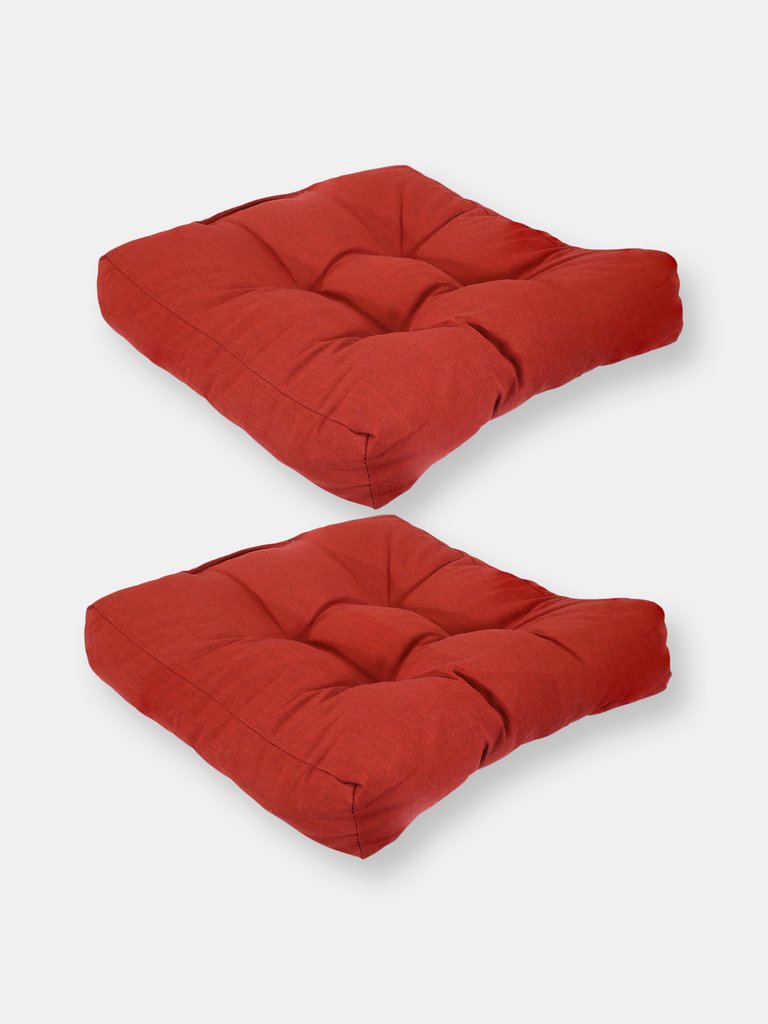2 Pack Indoor Outdoor Tufted Seat Cushions Patio Backyard - Dark Red
