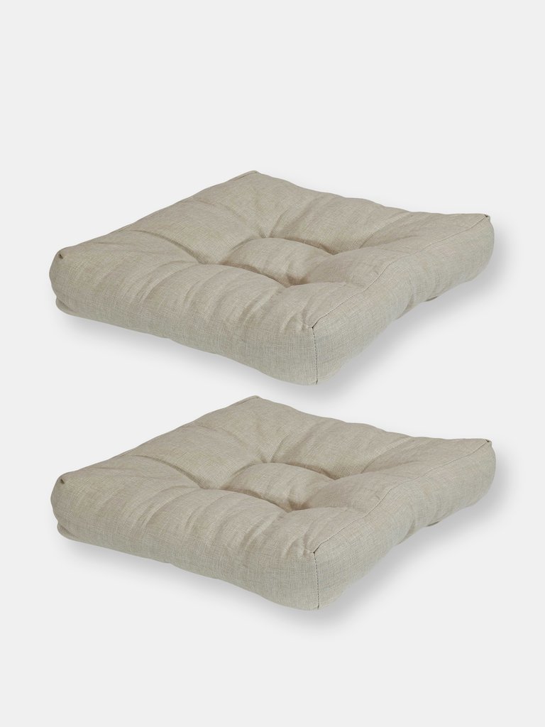 2 Pack Indoor Outdoor Tufted Seat Cushions Patio Backyard - Cream