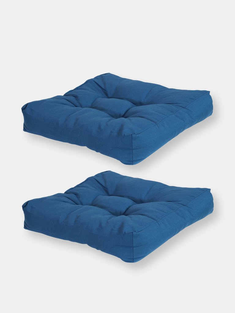 2 Pack Indoor Outdoor Tufted Seat Cushions Patio Backyard - Blue