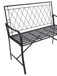 2-Person Argyle Diamond Iron Outdoor Garden Bench - Black