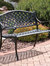 2-Person Black Checkered Cast Aluminum Outdoor Patio Garden Bench