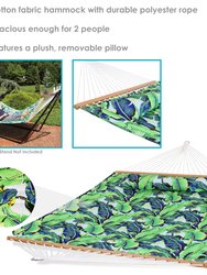 2-Person Fabric Spreader Bar Hammock and Pillow