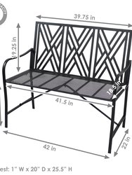 2-Person Geometric Lattice Iron Outdoor Garden Bench