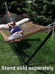 2-Person Polyester Patio Spreader Bar Rope Hammock with Pillow